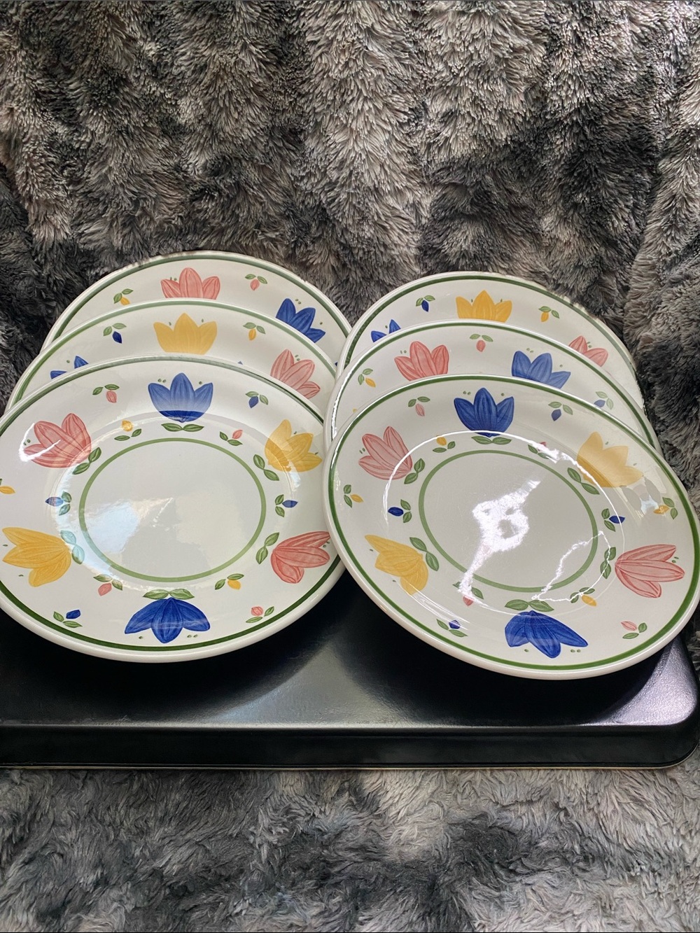 6 “Nicole” pattern Dinner Plates by Johnson Brothers
